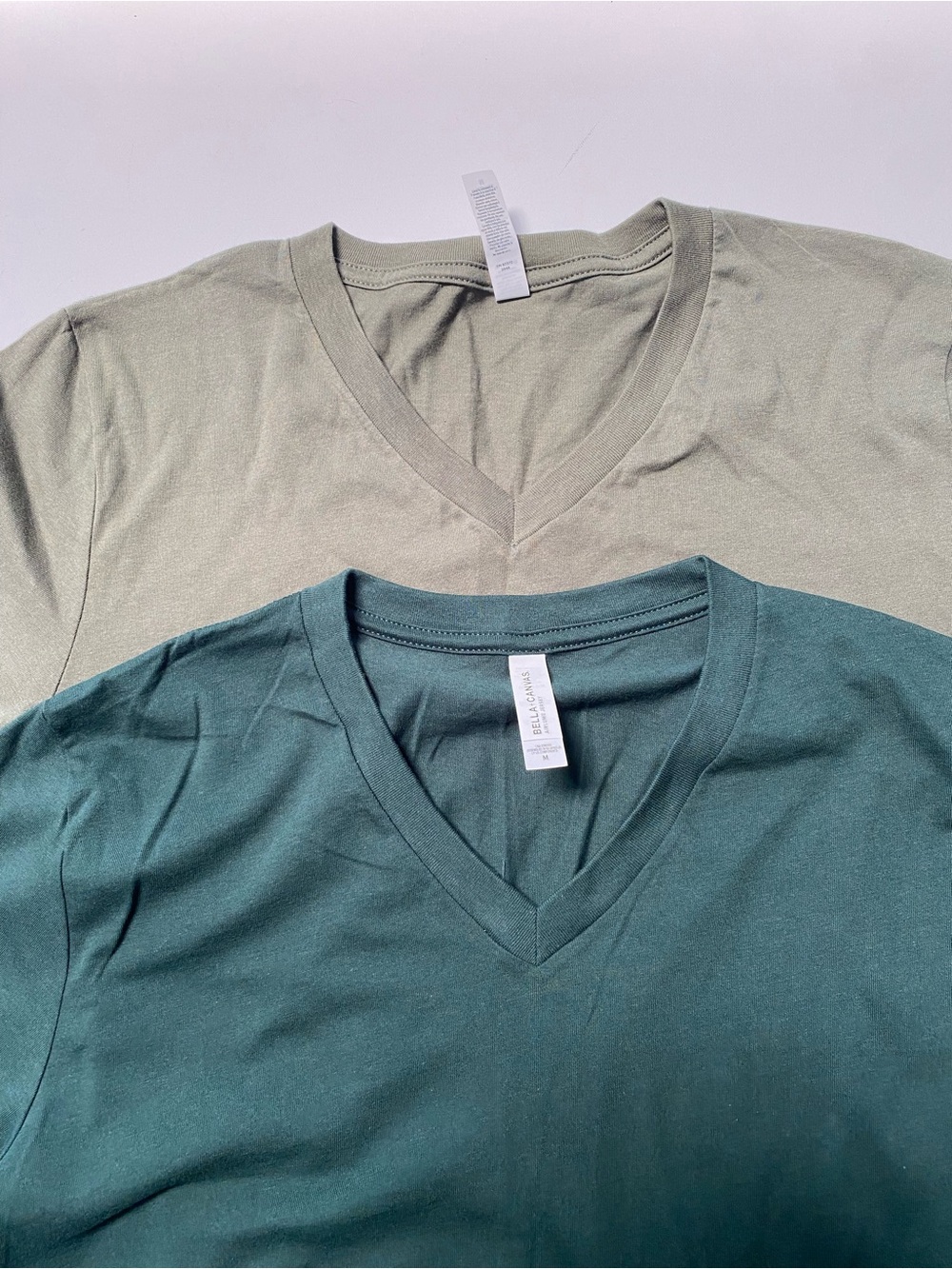 NEW Bundle (2) Bella+Canvas 100% Airlume Cotton V-Neck Tees - Medium